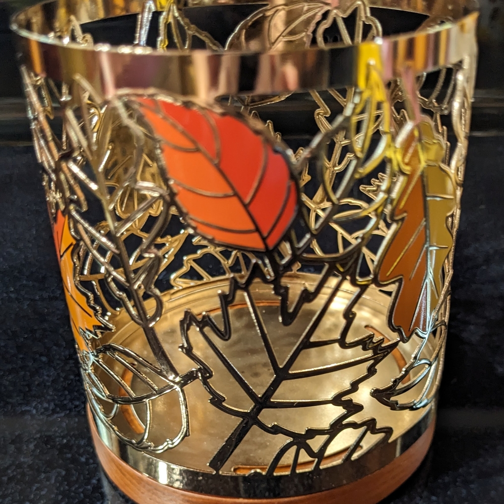 Yankee Candle Golden Autumn Metal Jar Sleeve Holder Golden Yellow & Oranges New